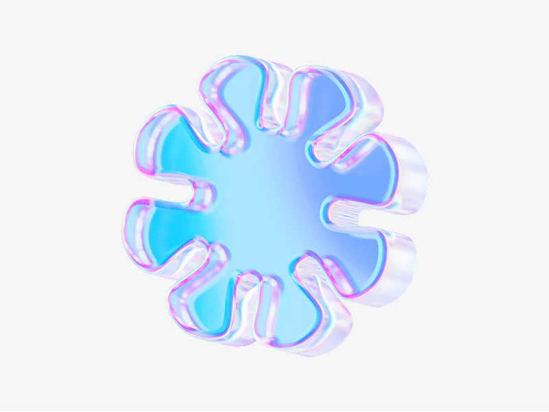 dispersed glass bloom abstract shape in 3d