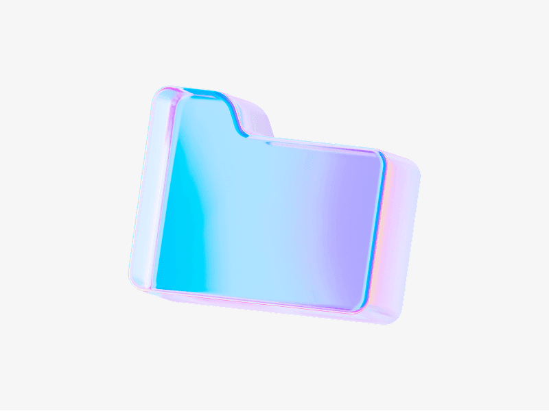 dispersed glass file folder icon in 3d