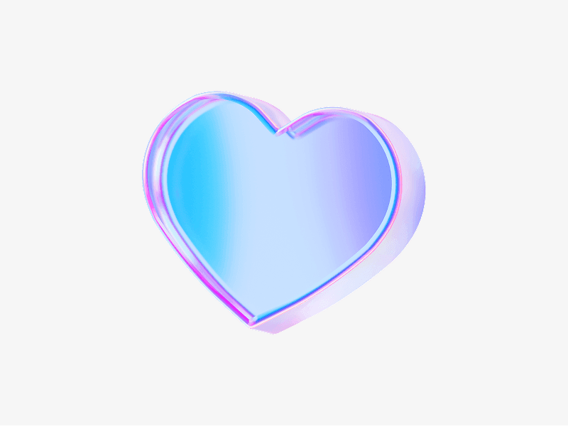 dispersed glass like heart icon in 3d