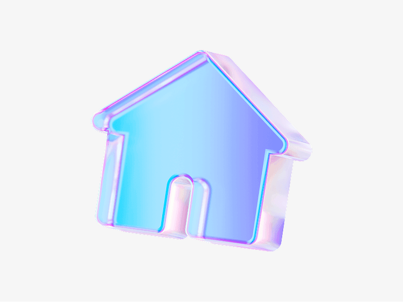 dispersed glass home button icon in 3d