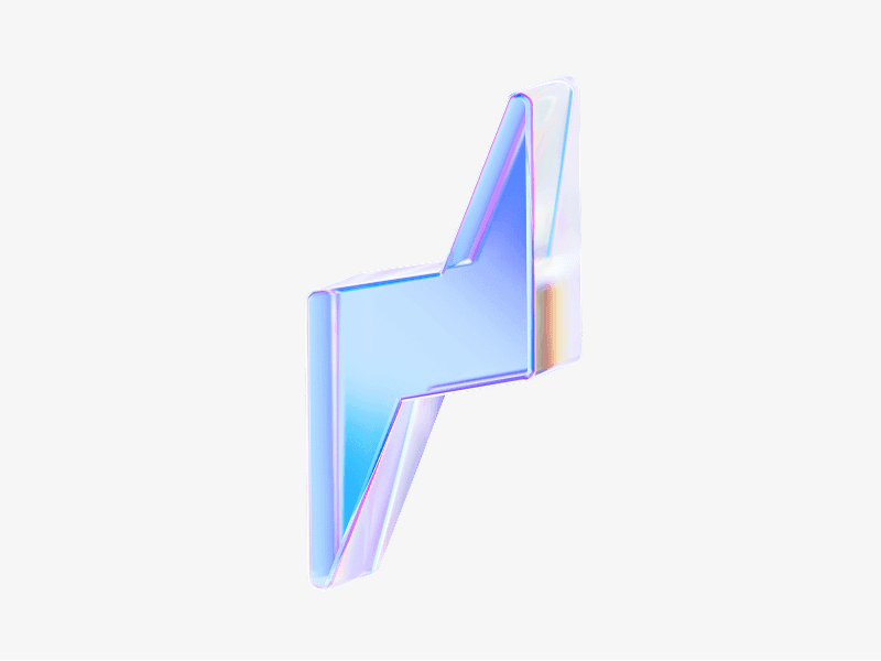 dispersed glass energy bolt icon in 3d