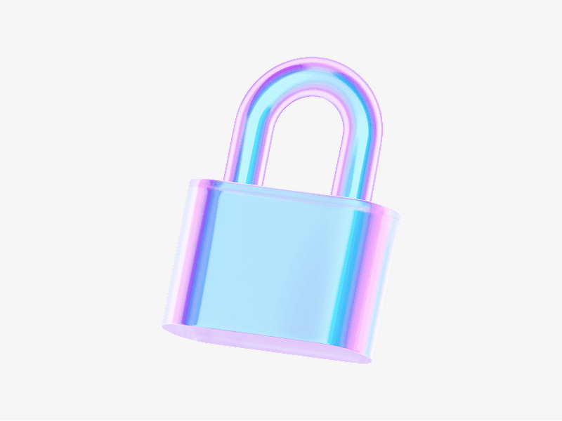 dispersed glass secure lock icon in 3d