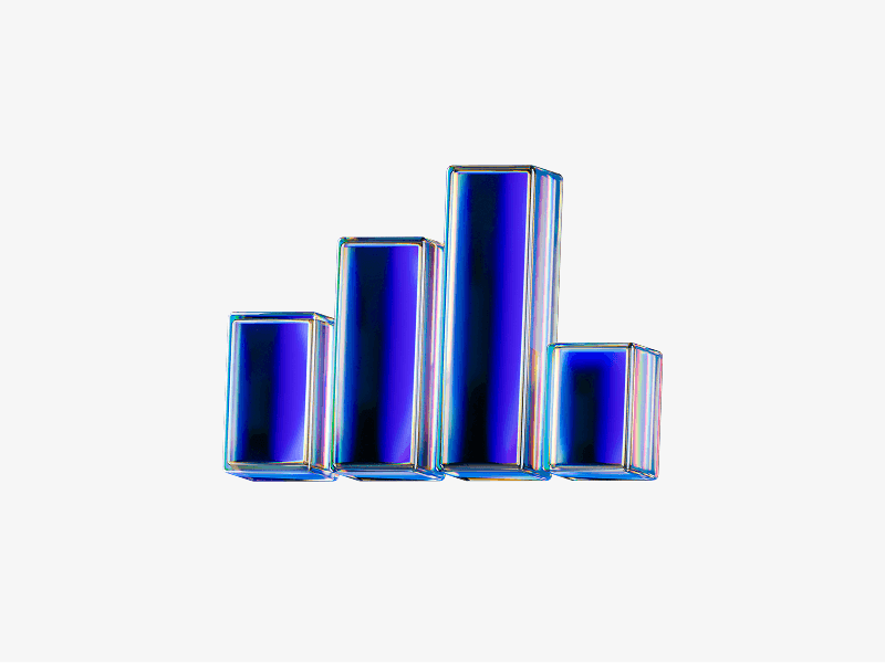 dispersed glass bar chart in 3d