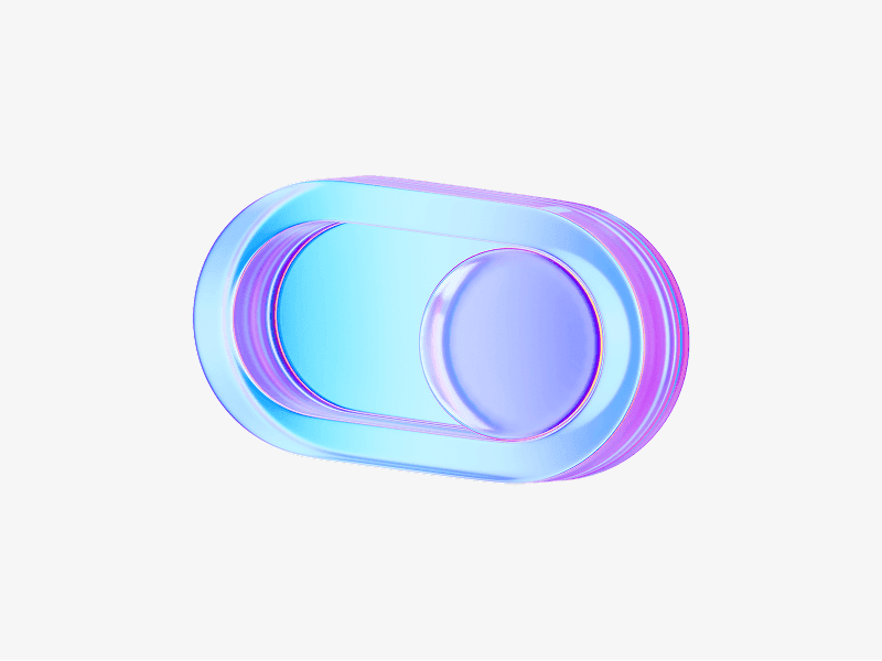 dispersed glass switch control toggle in 3d