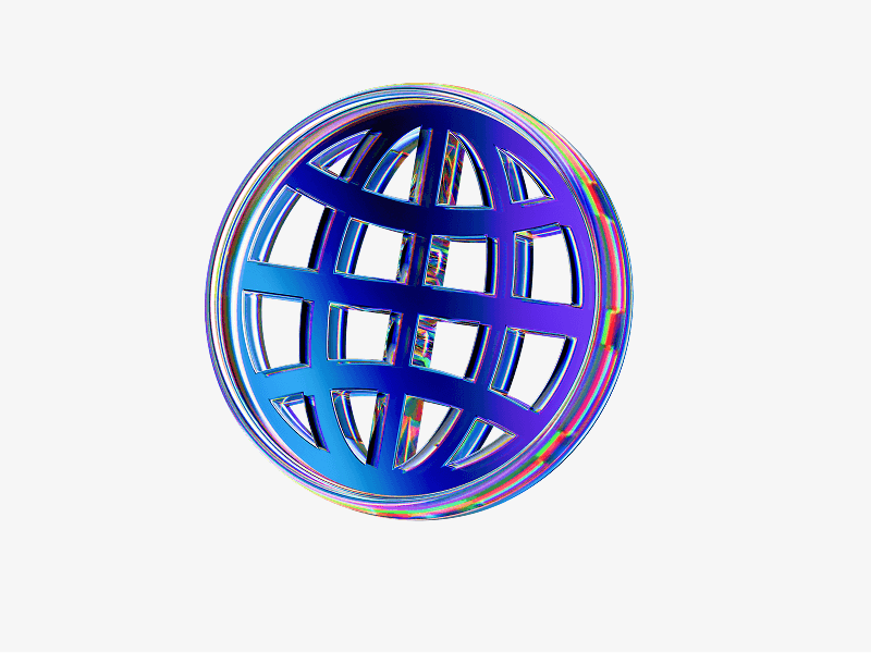 dispersed glass globe grid in 3d