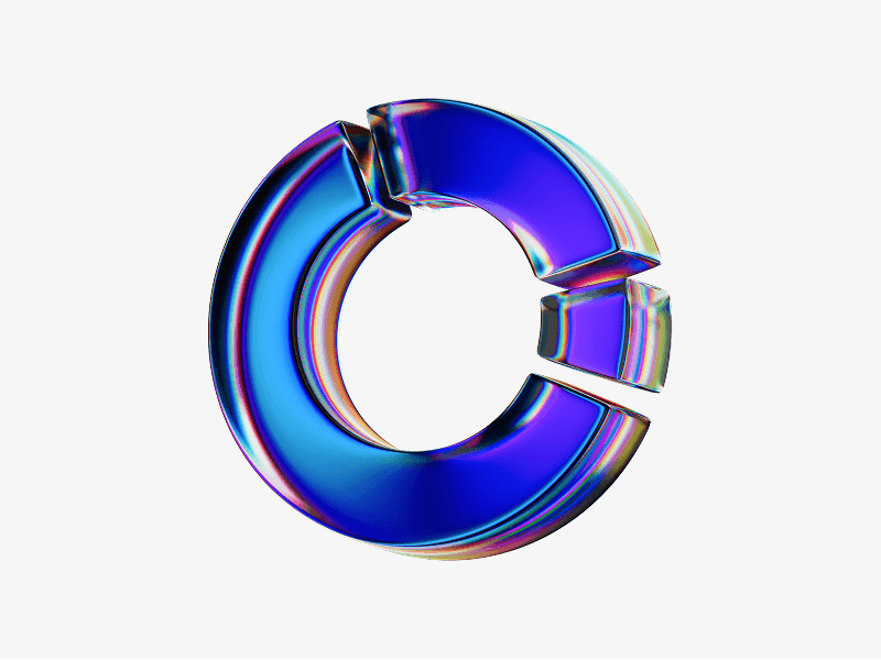 Broken circular glass ring shown as a 3D illustration