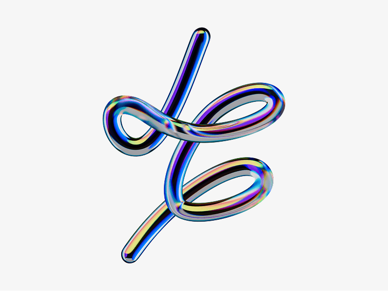 Curved scribble line made of glass shown as a 3D illustration