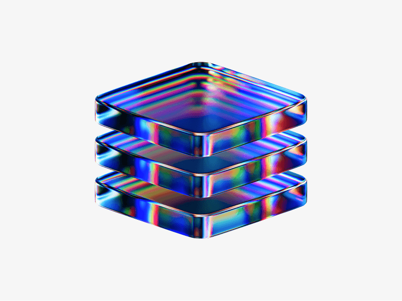 Stacked transparent glass layers shown as a 3D illustration