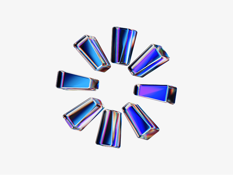 Circular loading spinner made of glass shown as a 3D illustration