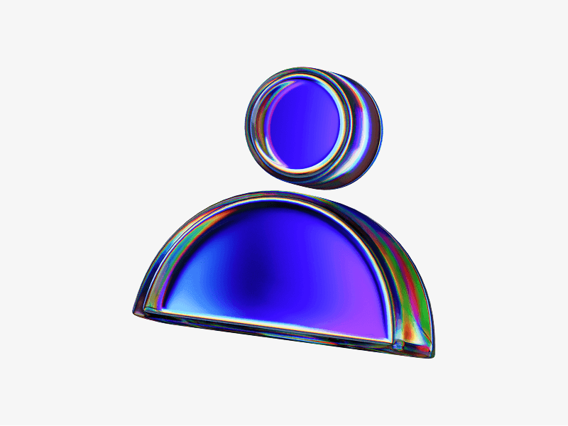 User profile icon made of glass shown as a 3D illustration