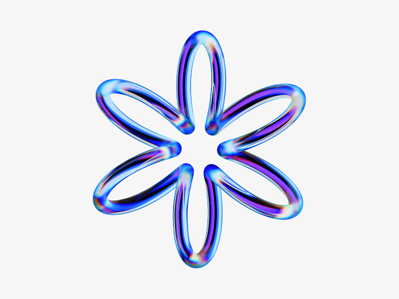 Flower star shape made of glass shown as a 3D illustration