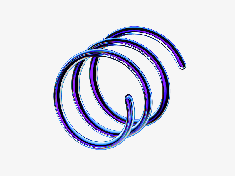 Looped wire shape made of glass shown as a 3D illustration