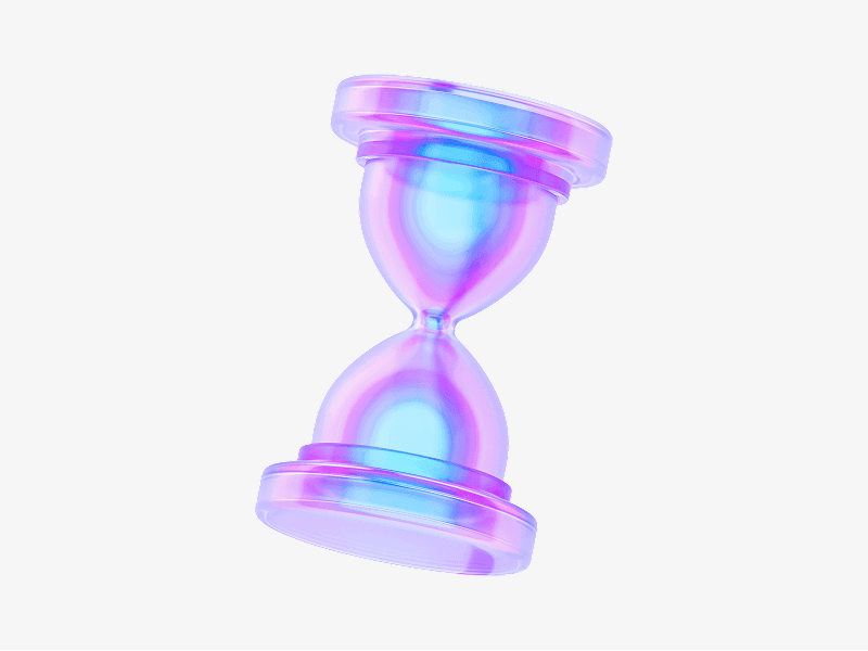 Hourglass timer made of transparent light glass