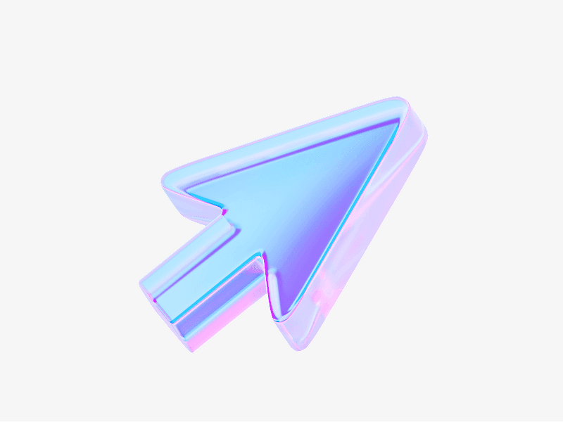 Cursor arrow made of light transparent glass