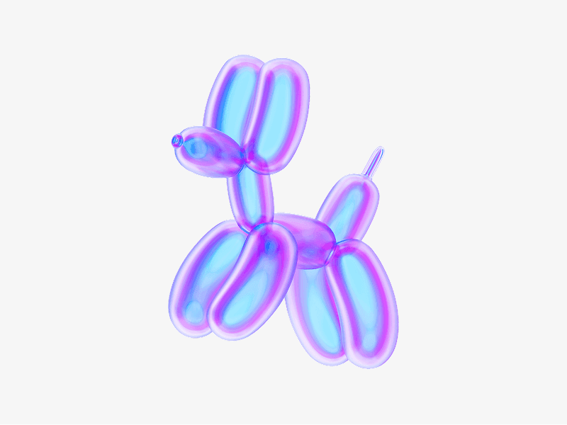 Balloon dog figure made of light glass material