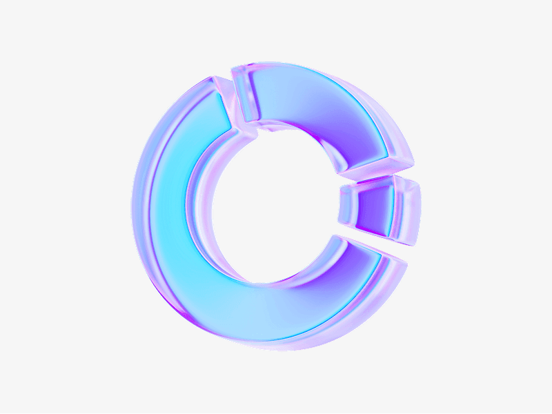 Broken circle shape made of light glass