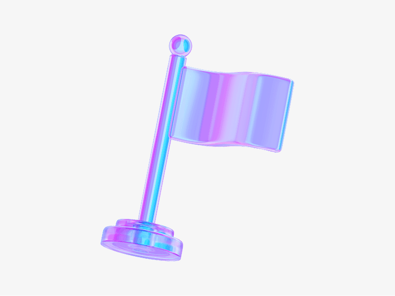 Flag marker icon made of transparent glass