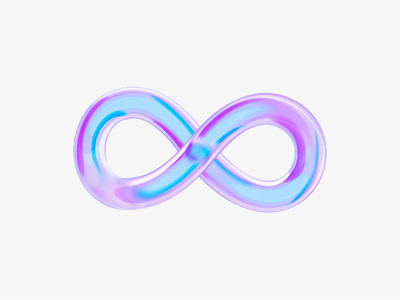 Infinity loop symbol made of pastel glass