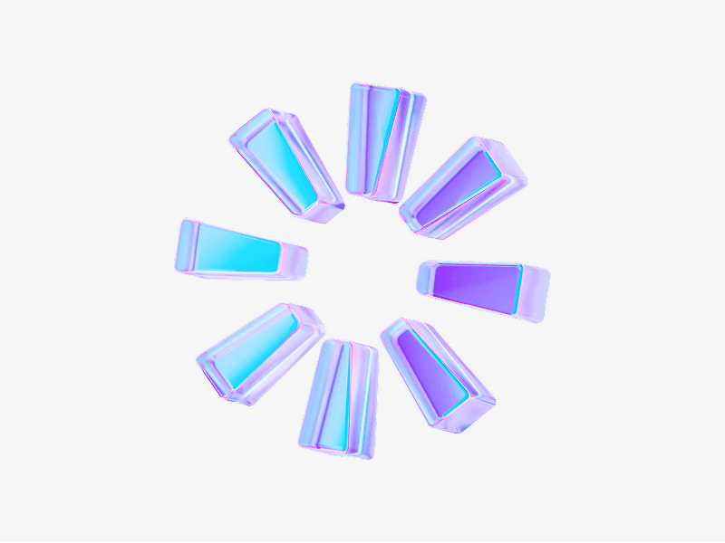 Loading spinner made of transparent glass