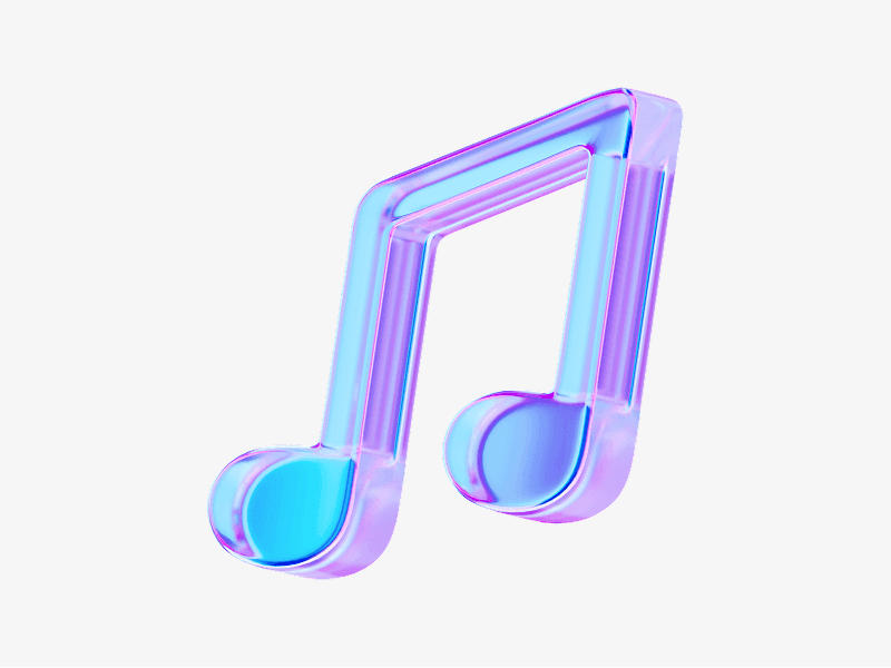 Music note icon made of light glass