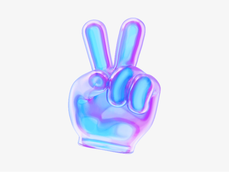 Peace hand gesture made of soft glass