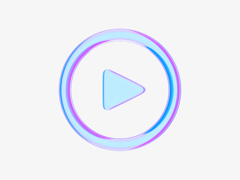 Play button icon made of pastel glass