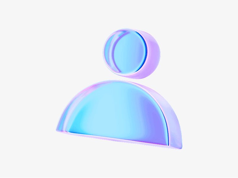 User profile icon made of transparent glass