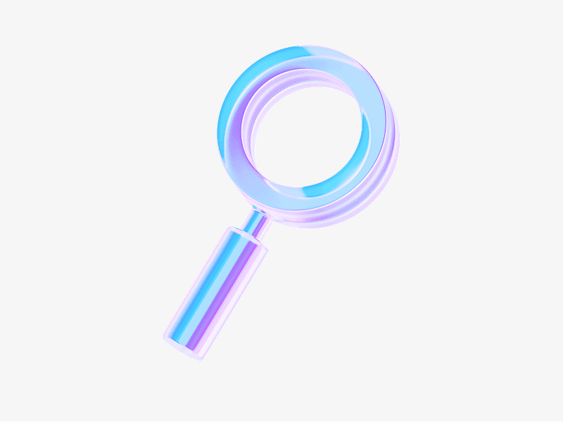 Magnifying glass icon made of transparent pastel glass