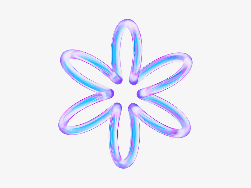 Flower shaped loop symbol made of transparent glass