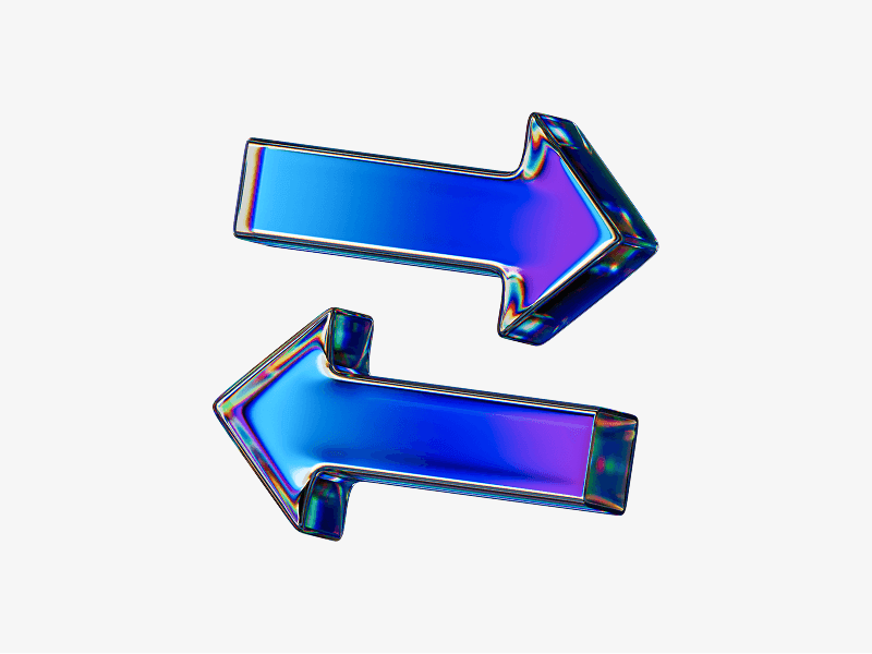 Dispersed glass double arrow icon pointing in opposite directions