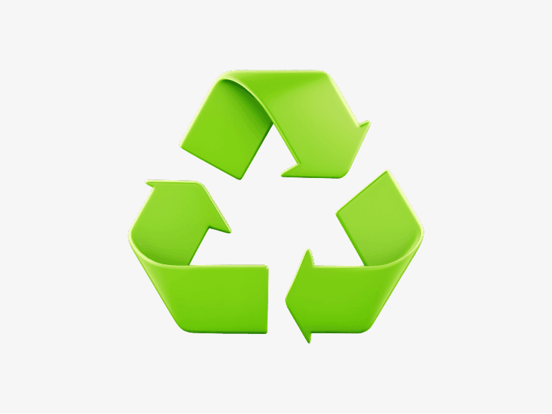Three green recycle arrows shown as a 3D illustration