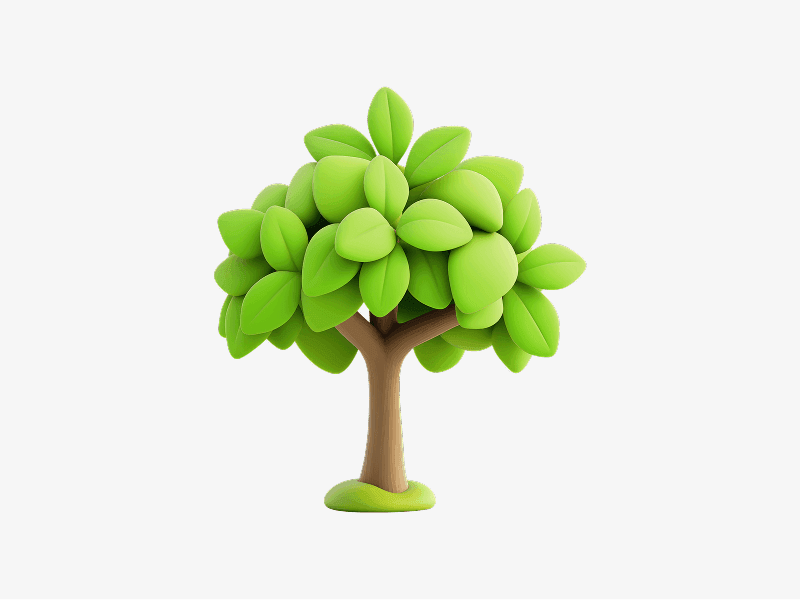 Single green tree shown as a 3D illustration