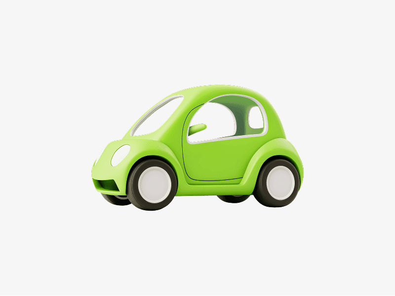 Small green eco car shown as a 3D illustration