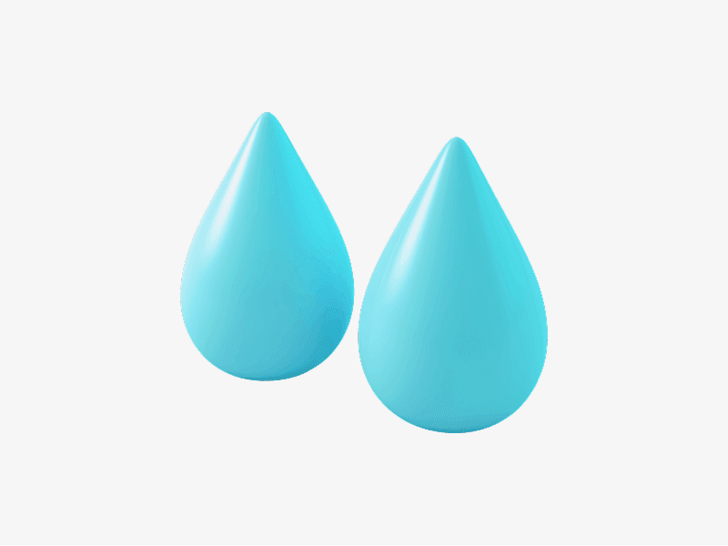 Two blue water drops shown as a 3D illustration