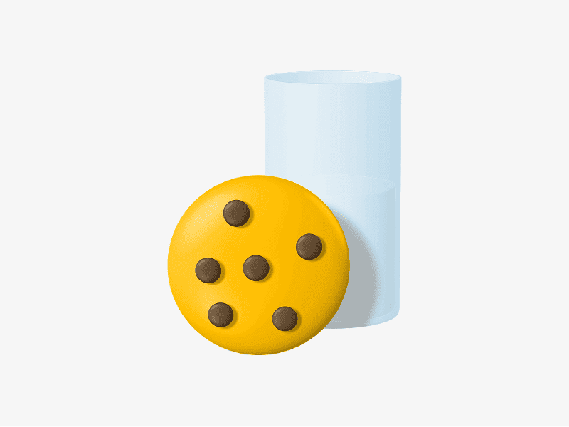 Cookie and milk 3D emoji illustration