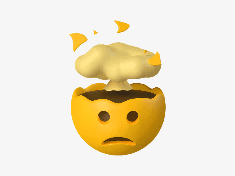 Exploding head 3D emoji illustration