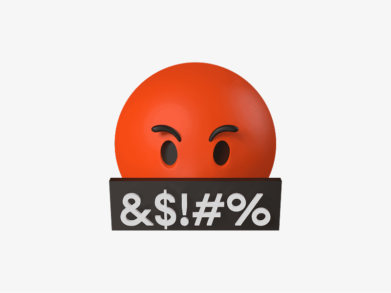 Angry face with symbols 3D emoji illustration