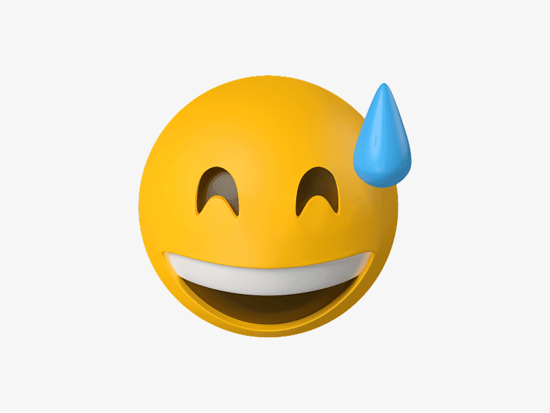 Smiling face with sweat 3D emoji illustration