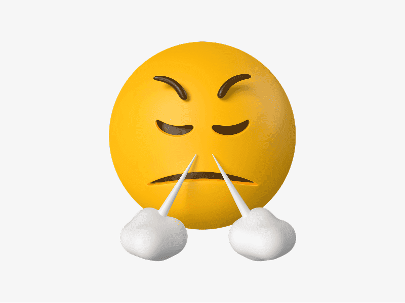 Furious emoji face expressing extreme anger 3D illustration