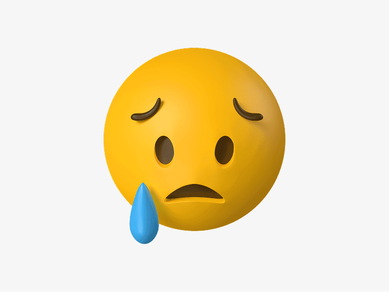 Sad face with tear 3D emoji illustration