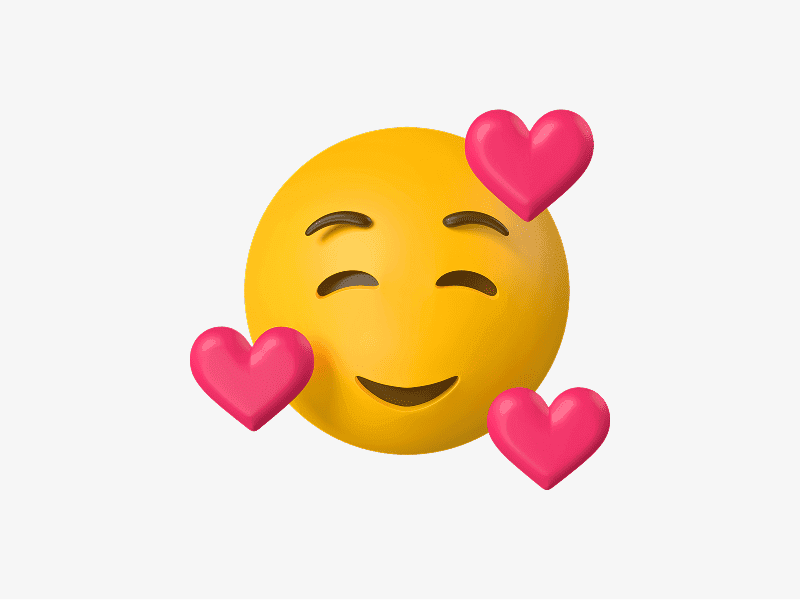 Smiling face with hearts 3D emoji illustration