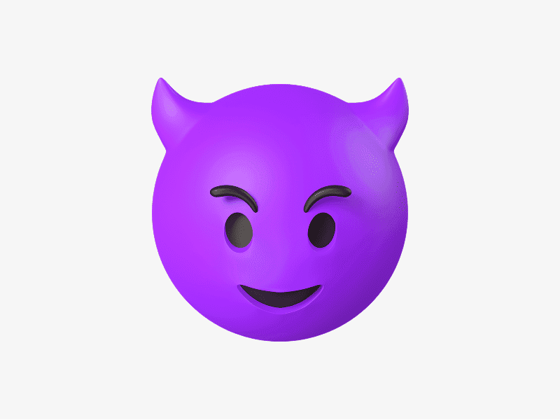 Devil face emoji with a malicious grin 3D illustration
