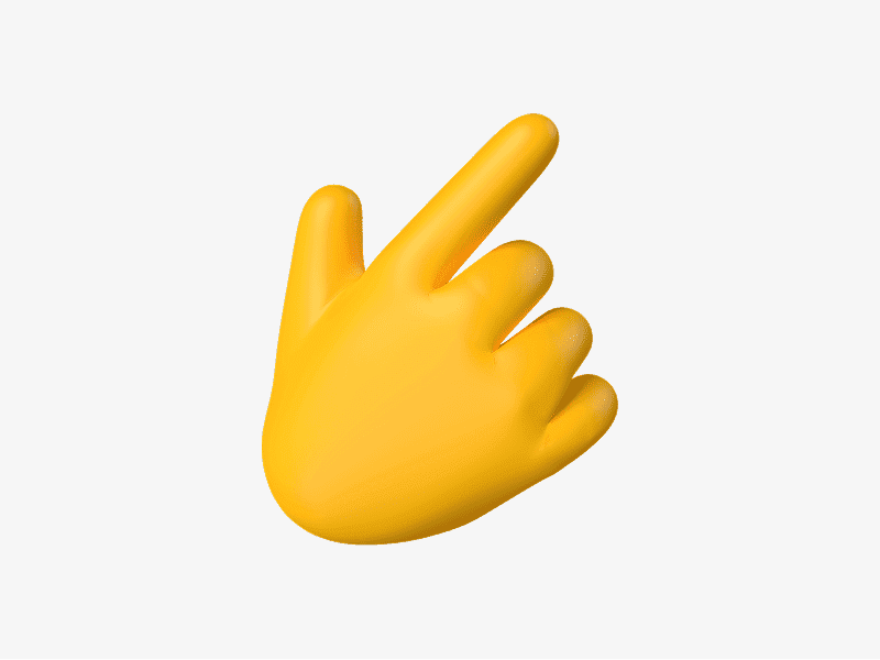 Pointing hand 3D emoji illustration
