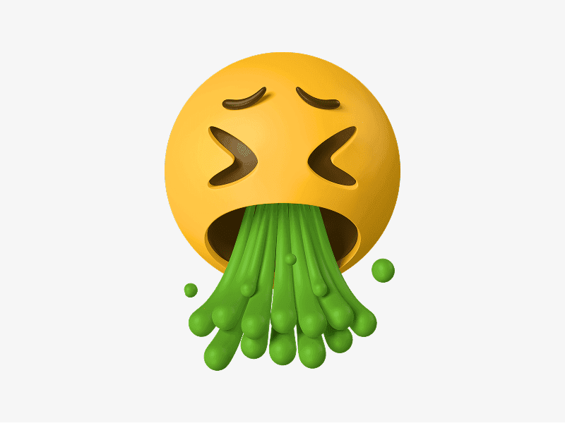 Vomiting face 3D emoji illustration