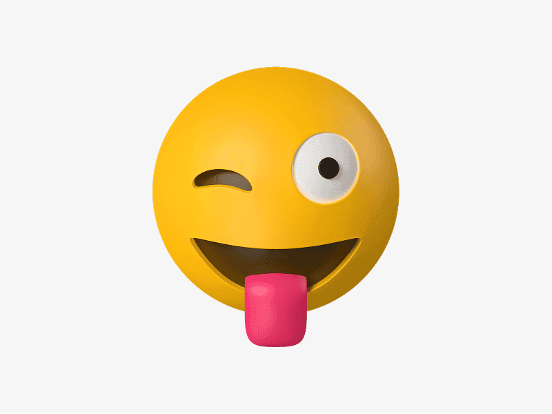 Winking face with tongue 3D emoji illustration