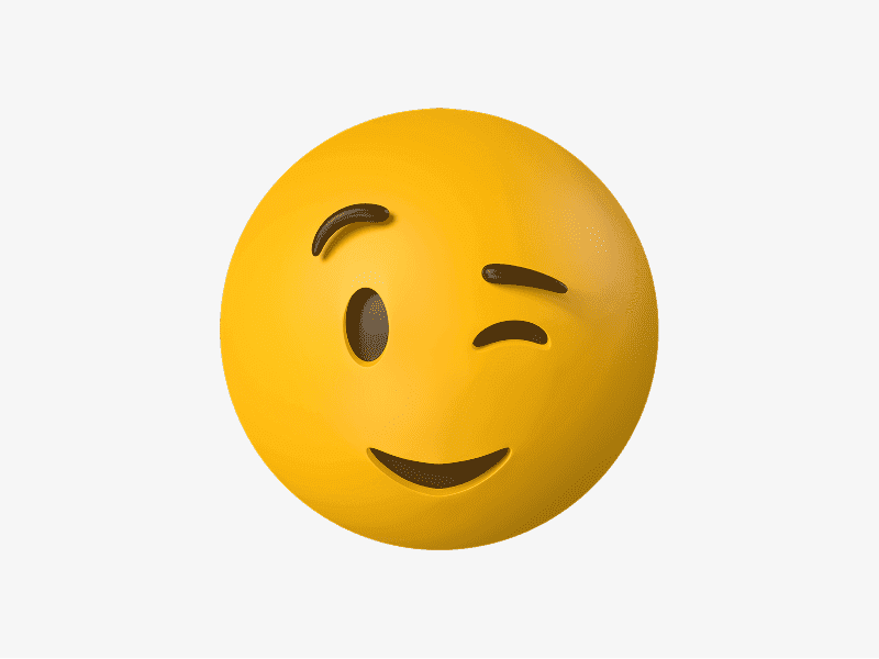 Winking face 3D emoji illustration