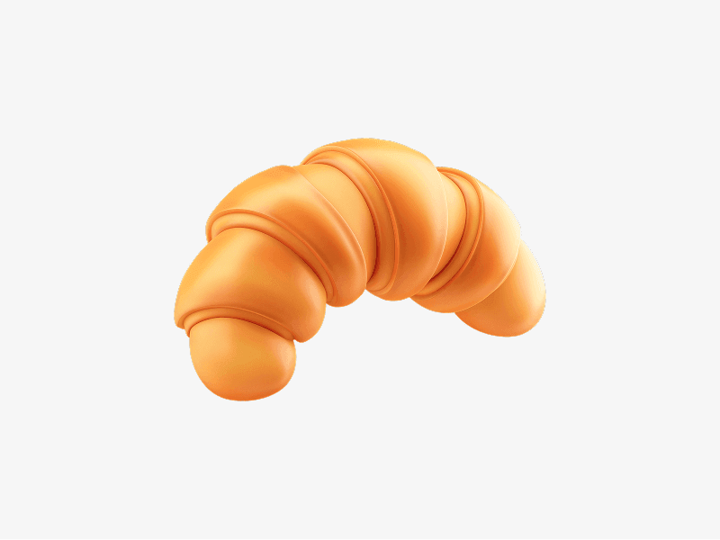3D illustration of a baked croissant