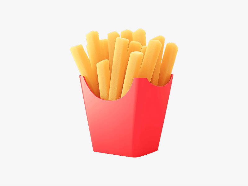 3D illustration of french fries in a red box