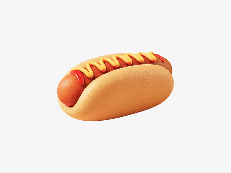 3D illustration of a hot dog with sauce
