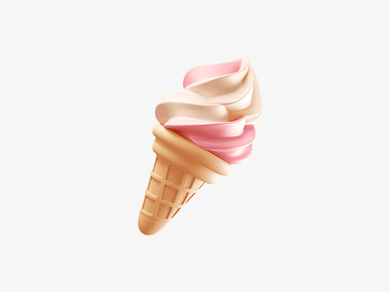 3D illustration of soft serve ice cream cone